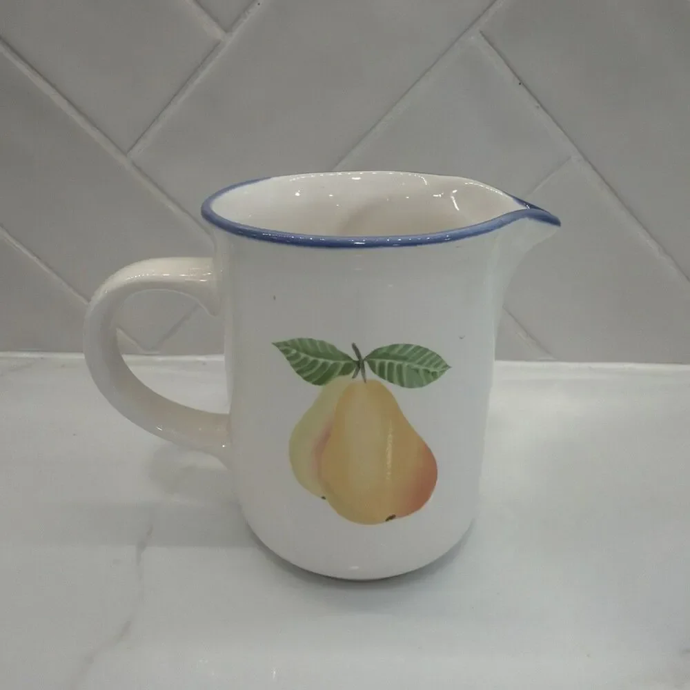 Vintage Pfaltzgraff Hopscotch Fruit 8oz Creamer Pitcher Stoneware Retired USA